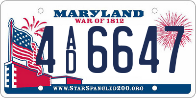 MD license plate 4AD6647