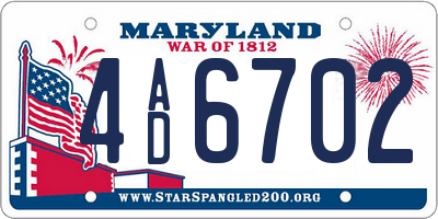 MD license plate 4AD6702