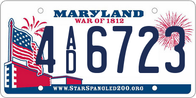 MD license plate 4AD6723