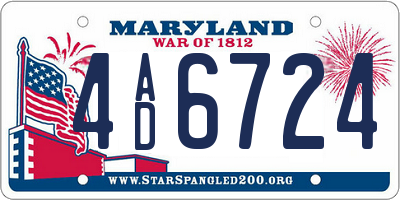 MD license plate 4AD6724