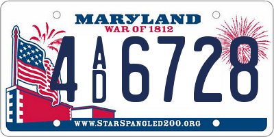 MD license plate 4AD6728