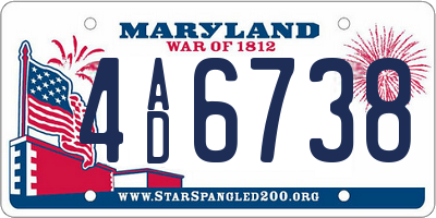MD license plate 4AD6738