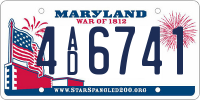 MD license plate 4AD6741