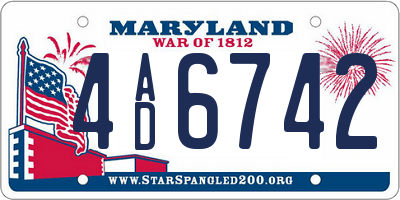 MD license plate 4AD6742