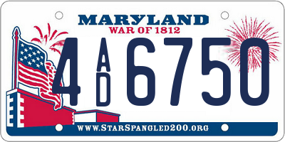 MD license plate 4AD6750