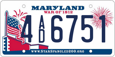 MD license plate 4AD6751