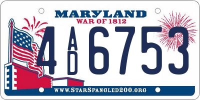 MD license plate 4AD6753