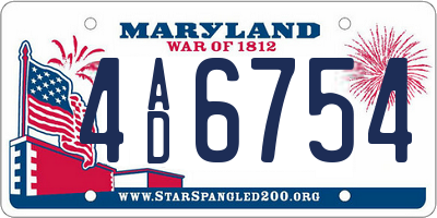 MD license plate 4AD6754