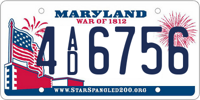 MD license plate 4AD6756
