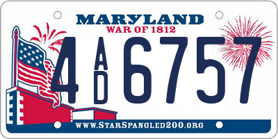 MD license plate 4AD6757