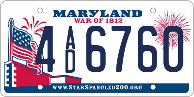 MD license plate 4AD6760