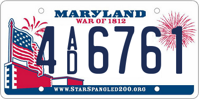 MD license plate 4AD6761