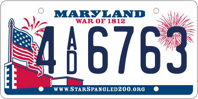 MD license plate 4AD6763