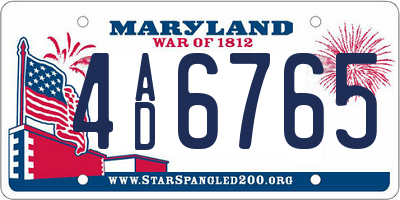 MD license plate 4AD6765