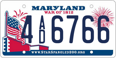 MD license plate 4AD6766