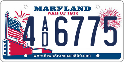 MD license plate 4AD6775