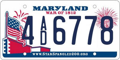 MD license plate 4AD6778