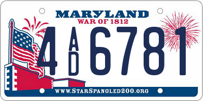 MD license plate 4AD6781