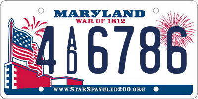 MD license plate 4AD6786