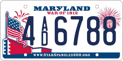 MD license plate 4AD6788