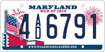 MD license plate 4AD6791