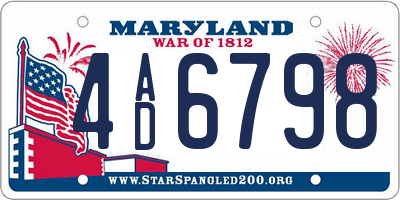 MD license plate 4AD6798