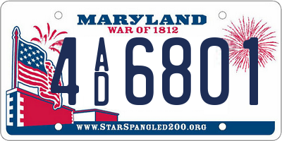 MD license plate 4AD6801