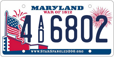 MD license plate 4AD6802