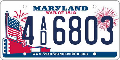 MD license plate 4AD6803