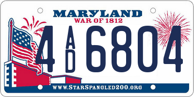 MD license plate 4AD6804