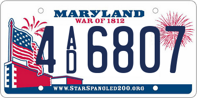 MD license plate 4AD6807