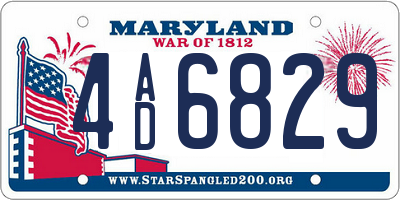 MD license plate 4AD6829