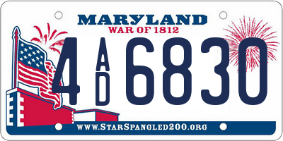 MD license plate 4AD6830