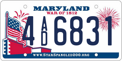 MD license plate 4AD6831