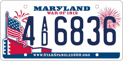 MD license plate 4AD6836
