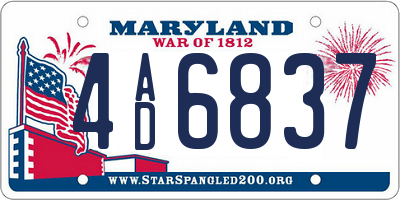 MD license plate 4AD6837
