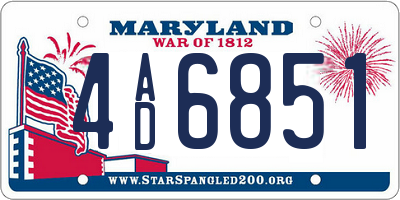 MD license plate 4AD6851