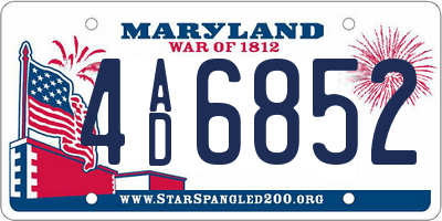 MD license plate 4AD6852