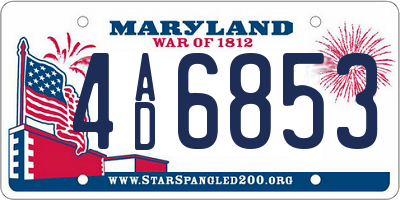 MD license plate 4AD6853