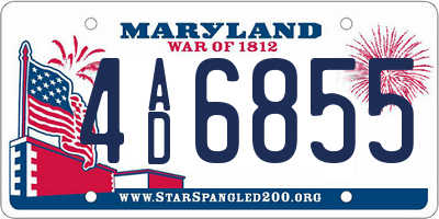 MD license plate 4AD6855