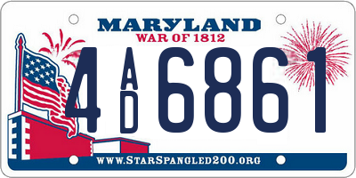 MD license plate 4AD6861