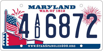 MD license plate 4AD6872