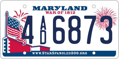 MD license plate 4AD6873