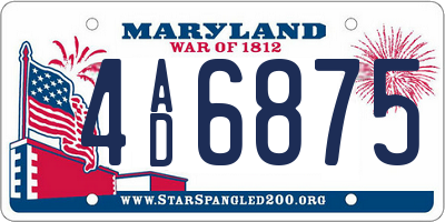 MD license plate 4AD6875
