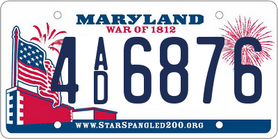 MD license plate 4AD6876