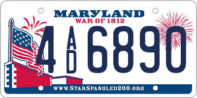 MD license plate 4AD6890