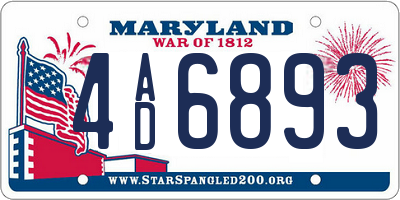 MD license plate 4AD6893