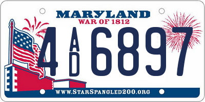 MD license plate 4AD6897