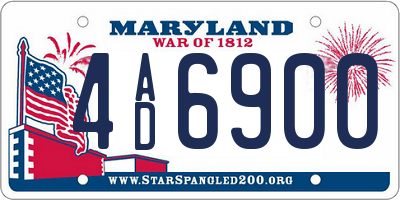 MD license plate 4AD6900