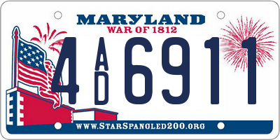 MD license plate 4AD6911